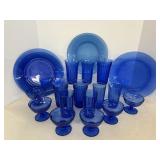 Vintage Blue Glassware, Plates & Dessert Dishes