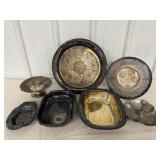 Vintage Silver Plated & Pewter Trays & Misc