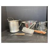 Measuring cup, maxam steel meat cleaver...