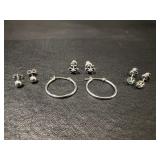 (4) pair 14Kt white gold pierced earrings