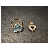 14Kt gold ring blue topaz? size 6.2 & 14Kt ..