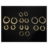 (8) pair 14Kt pierced earrings