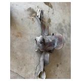 Vtg high - back leather Western saddle.