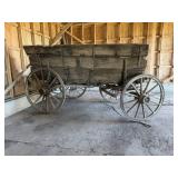 Antique wooden horse - drawn farm wagon...