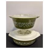 Vtg Pyrex 2.5 qt oval & round avocado green...