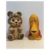 Vtg Chalkware Teddy Bear bank 12" tall 1970