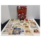 Vintage Christmas Cards, Antique Brass Bells..