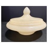Hand-Carved Onyx or Alabaster Covered Dish