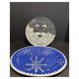Plastic Santa plate 12" dia & Hausen ware oval....