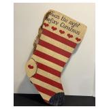 Wooden Christmas Stocking Sign 9.5"W X 20"H