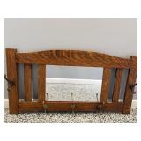Vtg Mission style grained oak mirror with....