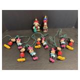 Vtg Disney ornaments & light set - (2) have nose..
