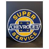Vtg Porcelain enameled advertising sign 11.25 dia