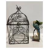 Bird cage decor & resin bird.