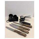 Measuring cups & spoons, knives & misc.