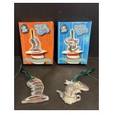 Vtg Cat in the Hat silver plated ornaments