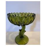 Vtg Indiana glass green lotus blossom...