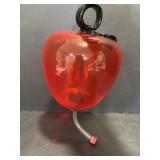 Hand crafted ruby - red blown glass apple...