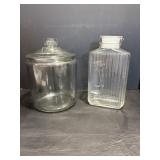 Lg glass storage jar 7.5"dia x 10.5"H & Anchor...