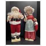 Vtg Mr.  Claus 25"H  & Mrs. 24" Claus animated in