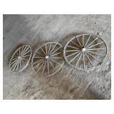 (3) Wooden Wagon wheels 39" dia.