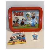 Vtg Popeye tray & book