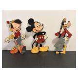Vintage Flocked Cardboard Cutouts of Pinocchio..