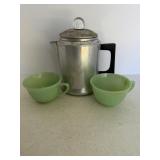Fire-King Jade-ite Jane Ray tea cups & Vtg...