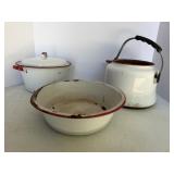 Red Enamelware pot, Tea pot- no top &...