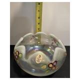 Vtg Fenton opalescent glass rose bowl hand...