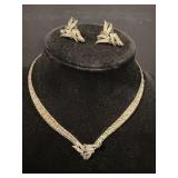 Sterling silver necklace & matching pierced...