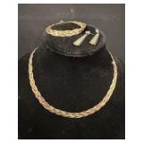 Sterling silver necklace with matching pierced..