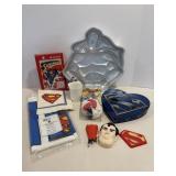 Vtg Misc Superman items, Plastic table cover...