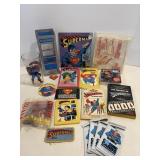 Vtg Supermna books, drinking glass & phone booth..