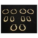 (5) pairs 10Kt gold pierced earrings