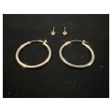 (2) pairs 10Kt white gold pierced earrings