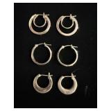 (3) pair pierced earrings white gold 10Kt