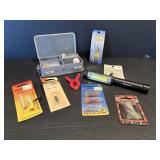 Vtg Fishing lures & misc & flashlight