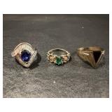 (3) sterling silver rings