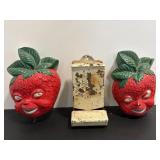 Vintage Anthropomorphic Strawberry Chalkware,,