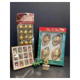 Vtg Glass ornaments & Jingle Bell garland & misc..