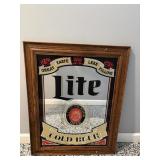 Lite Beer framed mirror 22"W x 29"H