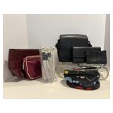 Black purse, wallet, coin purse, makeup...