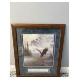 Framed Eagle print 18"W x 22"H