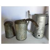 US Gal Imp gal/liters & misc oil spout cans.