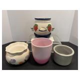 Self watering pot, ceramic strawberry planter....