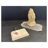 Vtg Praying hands & porcelain Lord