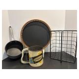 Vtg Androck flour sifter , tray & misc