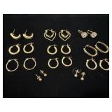 (12) pair marked 14Kt pierced earrings