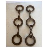 Vtg iron ring & chain assembly.